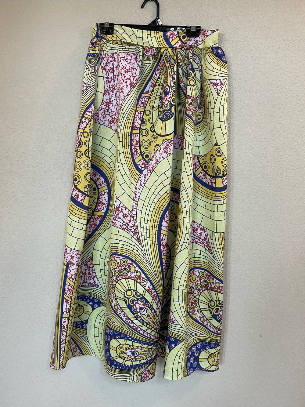 AIDEAONE Women’s Multicolor Pleated A-Line Midi Skirt Elastic L w/ Pockets